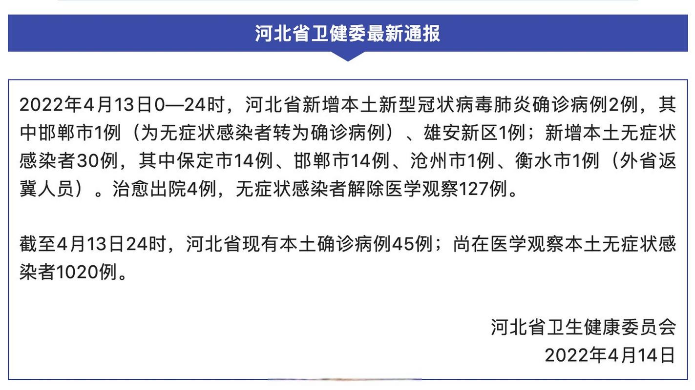 河北新增本土确诊14例及无症状情况汇总